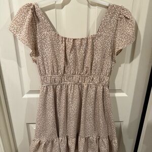 Altar'd State Tan and Cream Patterned Mini Dress